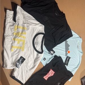 LIVEFIT Graphic T-Shirts Set in Black, White, and Light Blue - (4) NWT Medium